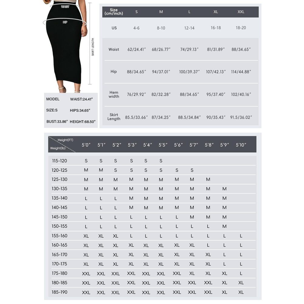 1570 Stretch Elastic Waist Basic Office Pencil Skirt Bodycon Skirts Dark View 3